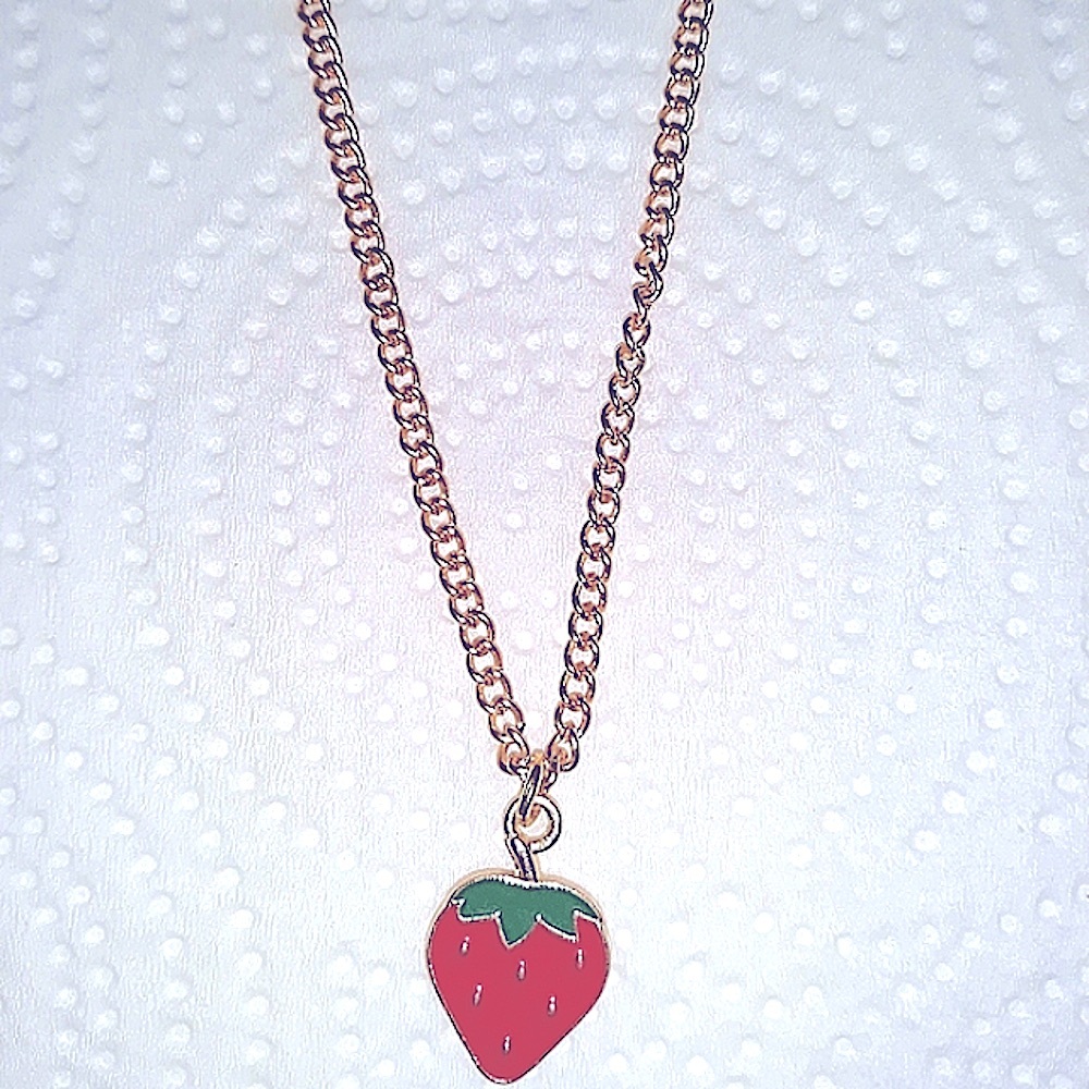 Strawberry Field Necklace 18-22" Chain Lobster Clasp Feminine Dainty Cute NEW - Picture 7 of 7